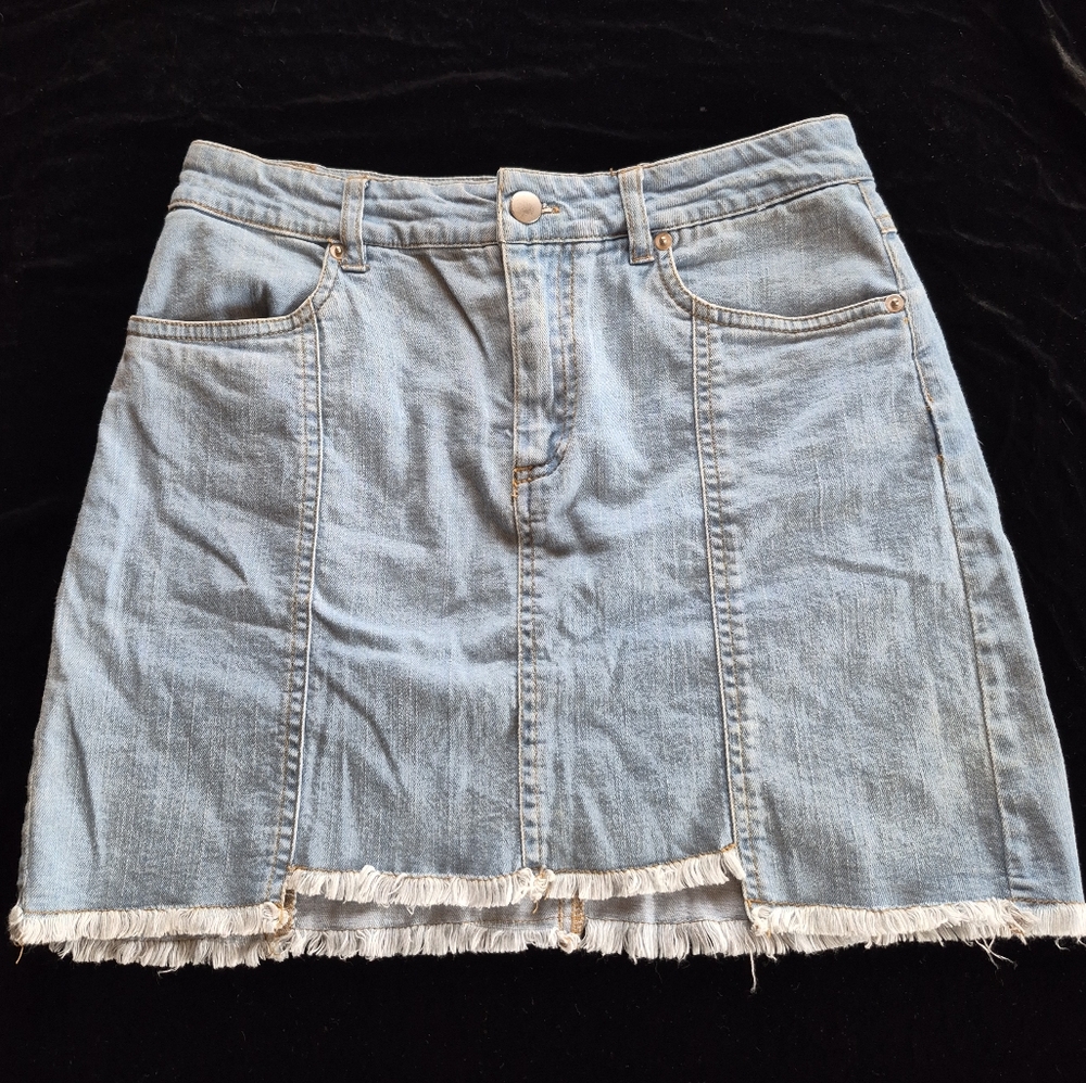 5/$20 Denim Mini Skirt with Frayed Hem
